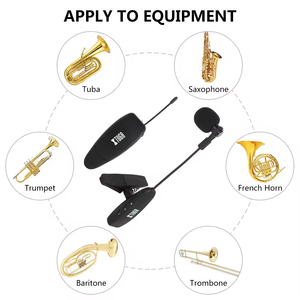 XTUGA KX621 UHF <span class=keywords><strong>Microphone</strong></span> à condensateur cardioïde sans fil Clip-on Réduction du bruit Portable pour Saxophone Trompettes Téléphones intelligents - Product Image 4