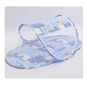 Baby Crib <b>Net</b> Breathable Baby Crib Tent with Zipper Closure Foldable Storage Cotton Polyester Mesh (Blue) - Product Image 5