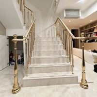 Système de balustrade d'escalier et de balcon intérieur en laiton et aluminium de style européen classique pour villa, facile à installer
