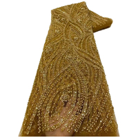 NI.AI Filet de perles de tulle de couleur rose avec dentelle de tissu brodé de paillettes pour robe de mariée