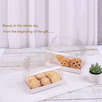 Boîtes à cupcakes en plastique PET recyclables de qualité alimentaire avec revêtement UV et rectangle transparent avec poignée pour présentation de gâteaux et de biscuits