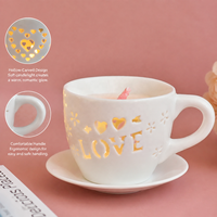 Großhandel Keramik-Aromaölbrenner Mini-Käse-Schokoladen-Fondue-Wärmer Herzförmiger Ausstanz-Teelichthalter Wohndekor Geschenk