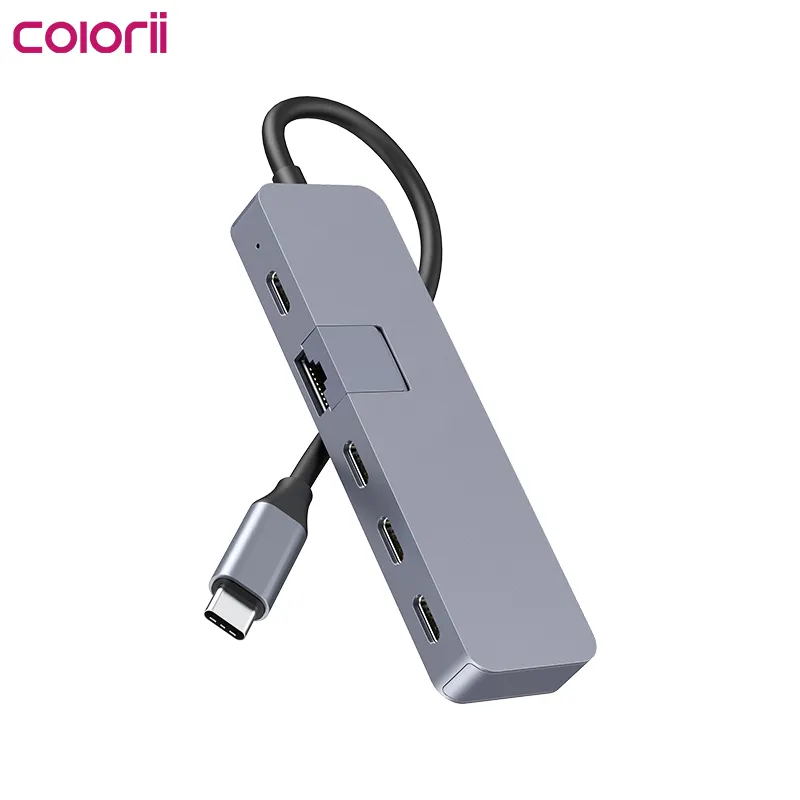 Colori CW21 USB C HUB with 4 type c port 1G ethernet Lan port 5 in 1 for Macook Pro Air Matebook