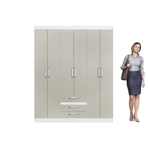 Armoire de style moderne ESSENTIAL 6 portes 3 tiroirs Meuble de chambre en bois Panneaux de particules Revêtement verni céramique Blanc/Cristalo - Product Image 4