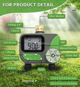 Garmerain pengatur waktu air Digital cerdas, Penghitung waktu air taman warna hijau + abu-abu, baterai 2 AA dapat disesuaikan, frekuensi irigasi - Product Image 5