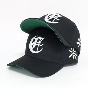 Casquettes de baseball pour hommes en acrylique noir, à 6 panneaux structurés, avec logo brodé 3D personnalisé, tendance, à prix abordable et très demandées - Product Image 1