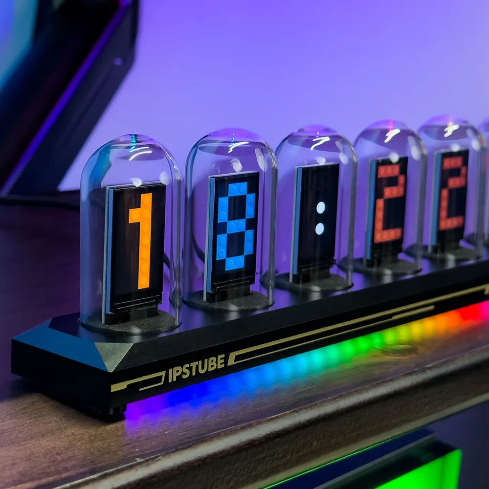 IPS Nixie شاشة عرض LED رقمية للاستخدام مع الساعة، قاعدة صور رقمية، تقويم الطقس، هدية ابداعية RGB بضوء ليلي