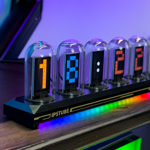 PPcdfre RGB Nixie RöHrenuhr, Intelligentes WLAN, Vernetztes LED Lichtemittierendes IPS Farbdisplay, DIY Analog Digital RöHren Nachtlicht