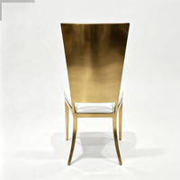 Chaise de mariage en acier inoxydable doré, dossier haut incurvé, assise avec coussin blanc, pour salle à manger