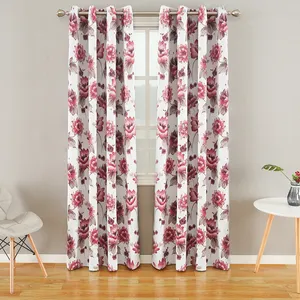 2020 Europe newest 100% polyester printed flower blackout curtain factory