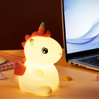 Veilleuse LED pour bébé, licorne en silicone souple et mignonne, contrôle tactile, 7 couleurs, rechargeable par USB, cadeau pour la chambre d'enfant