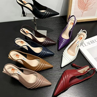 Escarpins slingback pour femme à bout pointu, talon gourd, élégants pour le bureau, talons hauts