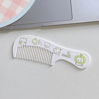 Niedlicher Cartoon-Mini-Kamm mit Apfel-Katzen-Design - Tragbare Make-up- und Ponybürste für Schüler und Kinder