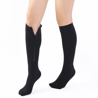 Chaussettes de compression professionnelles pour femmes, hauteur genou, bout fermé, avec fermeture éclair durable, 15-20 mmHg, pour prévenir les varices