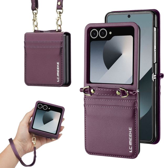 Flip Wallet PU Leather Card Slot Shockproof Foldable Phone Case Cover for Samsung Galaxy Z Flip6 Z Flip7 Z Flip8
