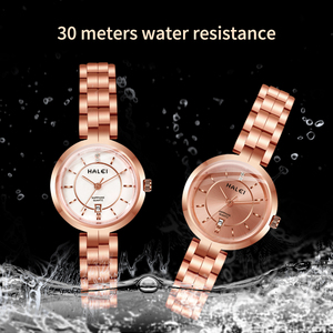 HALEI Women's New Original Quartz Watch Rose Gold Alloy Case Stainless Steel Bracelet Analog Dial <b>Calendar</b> Display Wholesale - Product Image 5