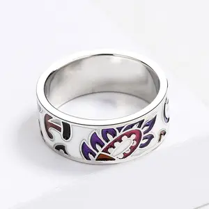 Fashion Jewelry KYRA01846 Simple Design Exquisite White Enamel Silver Jewelry Ring For Women