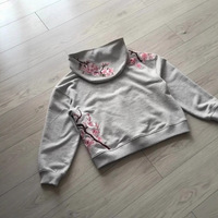 Sweat-shirt à capuche zippé brodé de fleurs de cerisier haut de gamme, veste épaisse rétro américaine ample et tendance