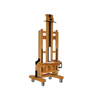 Chevalet de peinture professionnel en bois de hêtre à double bascule réglable à la main, grand modèle, avec quatre roues