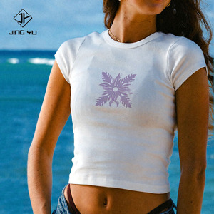 Camiseta de Verano de Lujo Retro con Estampado Hawaiano, Corte Ajustado, Manga Corta, Personalizada, 100% Algodón, para Bebé - Product Image 1