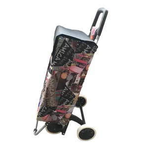 Stampa Shopping Carrelli Carrelli Dei Bagagli Portatile Pieghevole Carrello della spesa Supermercato Leggero Shopping Bag Trolley