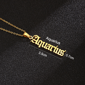 Collier en acier inoxydable plaqué or ou argent pour femme, pendentif <span class=keywords><strong>horoscope</strong></span> vertical au signe du zodiaque, chaîne avec pendentif, bijoux - Product Image 3