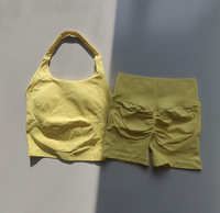 Set Yoga Berkualitas Tinggi, Solid, Bernapas, Aktif, Ukuran Besar, Atasan Tanpa Punggung, Seamless, 2 Potong untuk Wanita