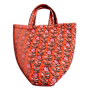 <b>Quilted</b> Floral Bohemian Cotton <b>Tote</b> <b>Bag</b> with Open Closure Printed Design for Daily & Travel Use - Product Image 4