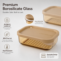 Moderne design draagbare lunchboxen, gezonde voedselglazen containers voor gebruik in de keuken, voor fruit, thee en bento boxen.