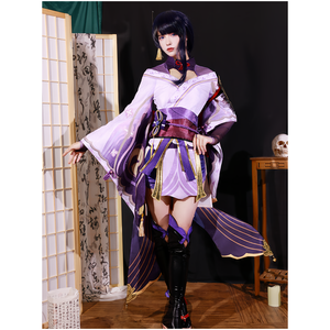Disfraz de <span class=keywords><strong>Cosplay</strong></span> de <span class=keywords><strong>Raiden</strong></span> <span class=keywords><strong>Shogun</strong></span>, Personaje Femenina de Genshin Impact, Vestido Belusiburu, Peluca Baal, Kimono, Falda con Cinturón y Lazo, Uniforme, Rol - Product Image 3