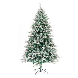 High Quality 6FT 7FT 7.5FT Flocked Mountain Pine Christmas Tree White Snow Luxury Christmas Tree
