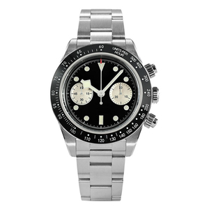 Factory Price Custom logo Luxury Dome 200m <b>Chronograph</b> Chronometer Mechanical <b>Automatic</b> Vintage pilot Leather Watch Man for Sale - Product Image 3