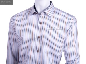 Chemise habillée formelle pour homme 100 % coton sergé teint en fil rayé à manches longues écologique séchage rapide anti-rétrécissement anti-boulochage été - Product Image 3