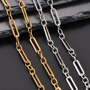 Cadena de eslabones tipo clip de acero inoxidable de 6.5mm de ancho, collar fino para mujeres y hombres, color plata/oro, gargantilla creativa, regalo de joyería - Product Image 1