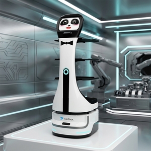 Robot de livraison de nourriture IA pour restaurants, vente en gros, Alpha Factory, similaire aux robots <span class=keywords><strong>Pudu</strong></span>, Keenon, DinerBot, OrionStar, Lucki - Product Image 1