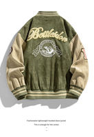Veste universitaire personnalisée avec logo pour hommes, en daim, style baseball, fabricant de vestes bomber rétro streetwear vierges, prête à être expédiée