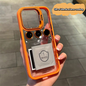 Étui de téléphone transparent antichoc avec support pliable en métal et protection d'objectif en verre trempé pour iPhone 17 Pro Max - Product Image 1