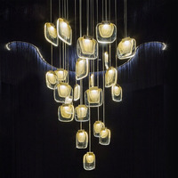 Lustre LED moderne à hauteur réglable, personnalisé, pour villa, idéal pour escalier, salle à manger, hall d'entrée – Vente directe usine