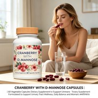 Capsules végétales de D-Mannose et Canneberge en vrac OEM, 60 unités, Fournisseur de Marque Privée, Distributeur de Marques Personnalisées
