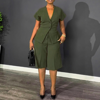 Ensemble tailleur chic 2 pièces pour femme : Blazer et short à manches courtes boutonnés – Collection été 2026 – Idéal pour le bureau et les affaires
