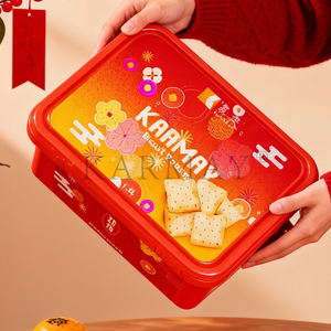 Boîte en plastique pour biscuits, hermétique, résistante aux fuites, avec impression d'étiquette moulée et couvercle à clipser antivol, conteneur rouge. - Product Image 6