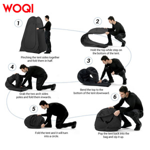 Tente de douche Woqi 120x120x190cm, imperméable, simple couche, portable, pour camping, plage et usage extérieur - Product Image 3