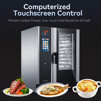 Oven Kombinasi Uap Listrik Komersial 10 Tray Gn Konveksi Profesional Stainless Steel Layar Digital Restoran Dapur