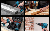 Ensemble de perceuse électrique sans fil portable, multifonctionnel, de qualité industrielle, clé dynamométrique rechargeable, construction sans balais