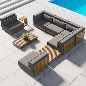 Italiaans Buitenmeubilair Terras Tuin Sofa Meubels Design Moderne Villa Hotel Outdoor Teak Sofa Set