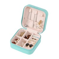 Boîte à bijoux portable en cuir, mini boîte de rangement de voyage, petit emballage pour bagues