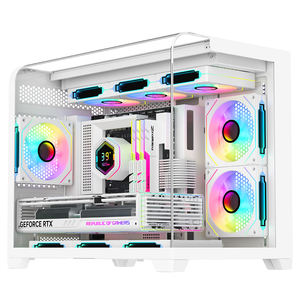 Boîtiers d'ordinateur Ruix <span class=keywords><strong>Firmament</strong></span> blancs 2026, nouvelle génération, haute qualité, MATX, verre trempé incurvé, boîtiers de jeu pour ordinateur de bureau à vue complète - Product Image 1