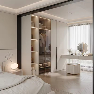 Armoire sur mesure <span class=keywords><strong>de</strong></span> luxe avec portes coulissantes en verre et charnières, design moderne, pour chambre à coucher, salon ou <span class=keywords><strong>atelier</strong></span> - Product Image 6