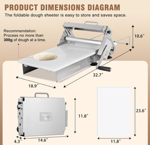 Rodillo de masa plegable de acero inoxidable 304 con tabla de 23.62" x 11.81" y rodillo antiadherente para fondant, rodillo manual para masa - Product Image 3