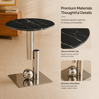 Table console moderne avec plateau rond en marbre, base en acier inoxydable, garantie de 3 ans, pour le mobilier de salon, respectueuse de l'environnement